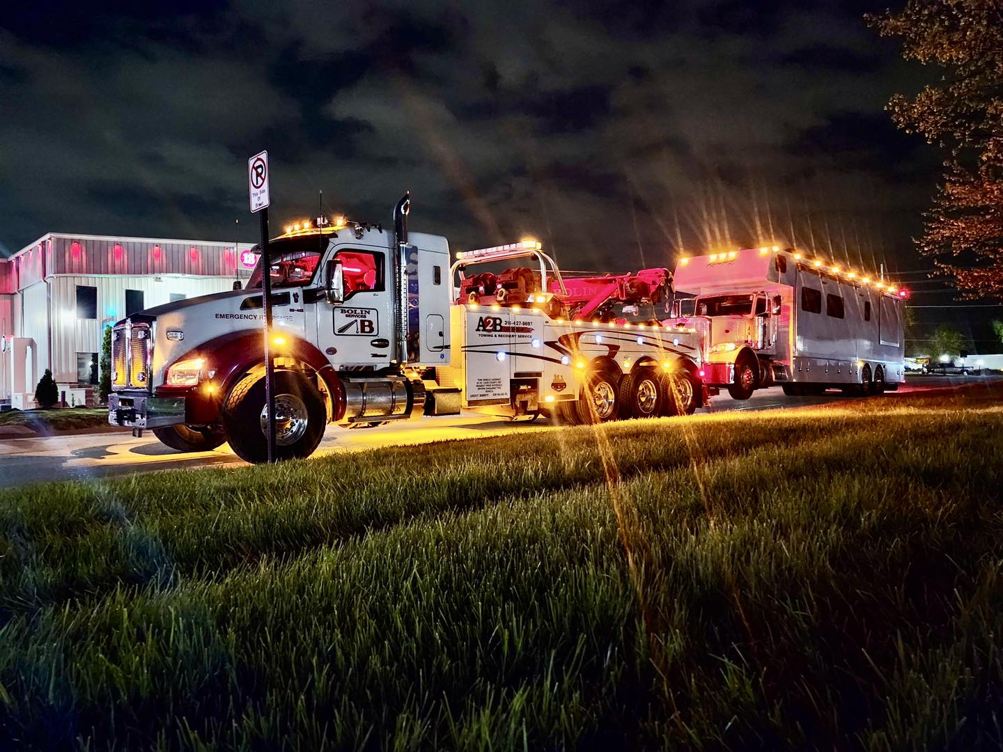 Bolin Services with lights on!